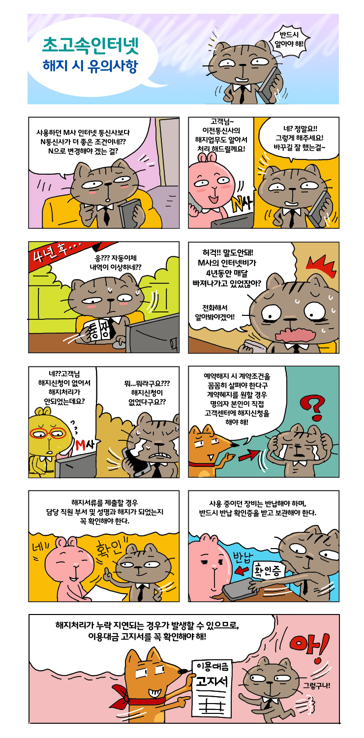 초고속 인터넷 해지시 유의사항